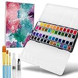 ColorAK Aquarellfarben Set - Extragroße Farbauswahl - 48 leuchtende...