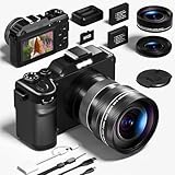 Digitalekamera, 5K 64MP Fotokamera mit WiFi, 64GB Karte, Autofokus, Selfie...