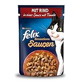 FELIX Sensations Saucen Katzenfutter nass mit Rind in einer Sauce mit...