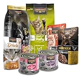 LEONARDO Katzenfutter Kennenlernpaket, 2 Sorten Trockenfutter und 5 Sorten...