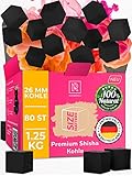 Shisha Kohle 1,25 KG 80 Würfel 26mm - 100% Organic Bio Naturkohle |ohne...