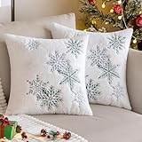 MIULEE 2er Set Weihnachten Weihnachtskissen Kissenbezüge Schnee Dekokissen...