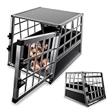 Juskys Alu Hundetransportbox M - 69x54x50 cm - Auto Hundebox robust &...