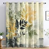Generisch Vorhänge Botanisch Blätter, Natur Pflanzen Blätter Vorhang...