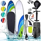 BRAST SUP Board Wave Design | Aufblasbares Stand up Paddle Set | 300-365cm...