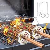 PLAUSO 2 STÜCK Rolling Grillkorb mit Gabel, Grill zubehör, Grillzubehör,...