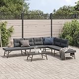 HOMEELIKE 5-TLG. Garten-Sitzgruppe mit Kissen Schwarz Stahl