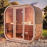 FinnTherm Fasssauna Ellipso M, Moderne Outdoor Sauna inkl. Dacheindeckung,...