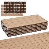 Randaco WPC Fliesen 30x60cm, Klickfliesen Balkonfliesen in Holzoptik 6er...