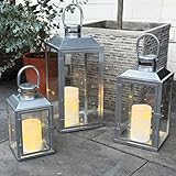 3er Set Gartenlaterne Windlicht Laterne Laternen Metalllaterne Set...