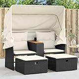 KOIECETA Gartensofa 2-Sitzer Outdoor Sofa mit Sonnendach Terrassensofa mit...