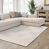 Interiyou Kurzflor Teppich Cannes - 140x200 cm Creme - Skandinavisches Boho...