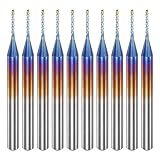 QUARKZMAN 10Stk Ende Fräsen CNC Fräser Bits 1/8' Schaft 0.8mm Blau...