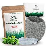 NORDHOLZ® Mentholkristalle Sauna 50g + Sauna Aromaschale aus Speckstein -...