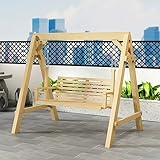 Holzschaukelbank für 2 Terrassenschaukelstühle mit Rückenlehne und...