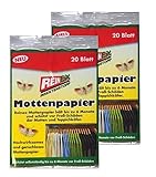 Preisjubel 40 x Reinex Mottenpapier, Mottenfalle, Teppichkäfer,...