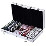 HOMCOM Professioneller Aluminium Pokerkoffer mit 300 Chips Casino Poker Set...