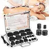 Hot Stone Massage Set, Massagesteine Set aus Basalt mit Tragbar Heizkoffer,...