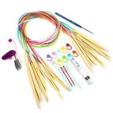 LIHAO 10 Paar Rundstricknadel Stricknadeln Bambus Set mit Zubehör...