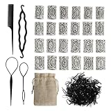 24 Stück Bartperlen set Wikinger, Wikinger Rune Perlen Bartschmuck mit 400...