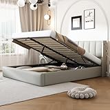 Kehun Polsterbett Doppelbett 160x200 mit LED-Kopfteil and USB-C, Bett mit...