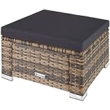tectake® witterungsbeständiger Outdoor Rattan Hocker mit abnehmbarem...