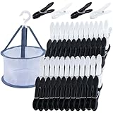 KEYBOO Wäscheklammern mit Korb, 48 Stück Wäscheklammer Kunststoff...