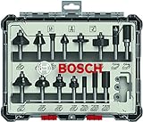 Bosch 15tlg. Fräser Set Mixed (für Holz, Zubehör Oberfräsen mit 8 mm...