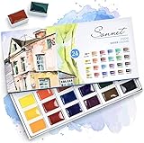 Sonnet Aquarellfarben Set – 24 kräftige Aquarell Wasserfarbkasten –...