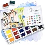 Sonnet Aquarellfarben Set - 24 kräftige Aquarell Farbkasten - Hochwertige...