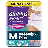 Always Discreet Inkontinenz Pants Gr. M, Plus, 36 Höschen (4 x 9 Stück)...