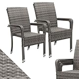 Juskys Polyrattan Gartenstühle Yoro 4er Set mit Armlehnen & Rückenlehne -...