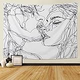 LOMOHOO Abstrakte Skizze Kunst Wandbehang Schwarz und Weiß Kissing Lovers...