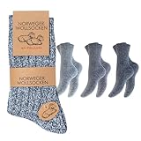 3 Paar Warme Norweger Socken | Dicke Wollsocken mit Frotteepolsterung...