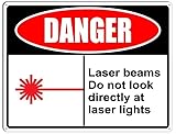 Danger Sign Laser Beams Do Not Look Directly at Lase Aluminium-Blechschild...