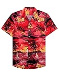 siliteelon Hawaii Hemd Männer Kurzarm Red Hawaiihemden Regular Fit Button...