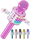 Karaoke Mikrofon Kinder, Drahtloses Bluetooth Mikrofon mit LED, Geschenke...