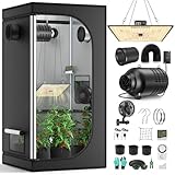 MINENICE Growzelt Komplettset mit M1000 LED Vollspektrum Grow Lampe...