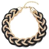 COOLSTEELANDBEYOND Gold Schwarz Statement Halskette Anhänger, Geflochtene...