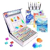 120 Aquarellfarben Set,Lyuvie Watercolor Paints mit Aquarellkasten,Metallic...