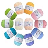 LIHAO 12x50g Häkelgarn Set Wolle zum Stricken Häkeln Acryl Garn Stricken...