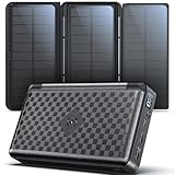 63200mAh Solar Power Bank, Wireless Powerbank mit 3 Solarpanel Faltbar,...