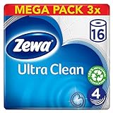 Zewa Toilettenpapier Ultra Clean 4-Lagig, Mega Pack, 3 Packungen (48 Rollen...