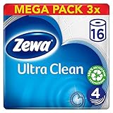 Zewa Toilettenpapier Ultra Clean 4-Lagig, Mega Pack, 3 Packungen (48 Rollen...