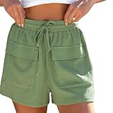 MALSSE Sport-Shorts für Damen, elastisch, hohe Taille, Laufen, sportlich,...