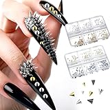 Tucnoeu 2 Boxen Nieten Nagel Charms - Nail Charms Gold Silber Schwarz Punk...