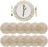 WUWEOT 12 Pack 38cm Gold Vinyl Tischsets, Metallic Platzdeckchen Gold Runde...
