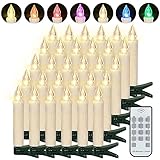 FREEPOWER 30er LED Christbaumkerzen Kabellos mit Fernbedienung Timer...
