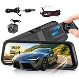 SIXWIN 1080P Spiegel Dashcam Auto mit Rückfahrkamera 9.66 '' HD Touch...