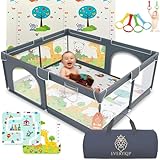 EveryKip® Laufstall Baby 120x120cm, Laufgitter baby mit atmungsaktivem...